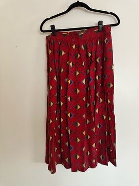 Red Printed A-Line Women's Skirt